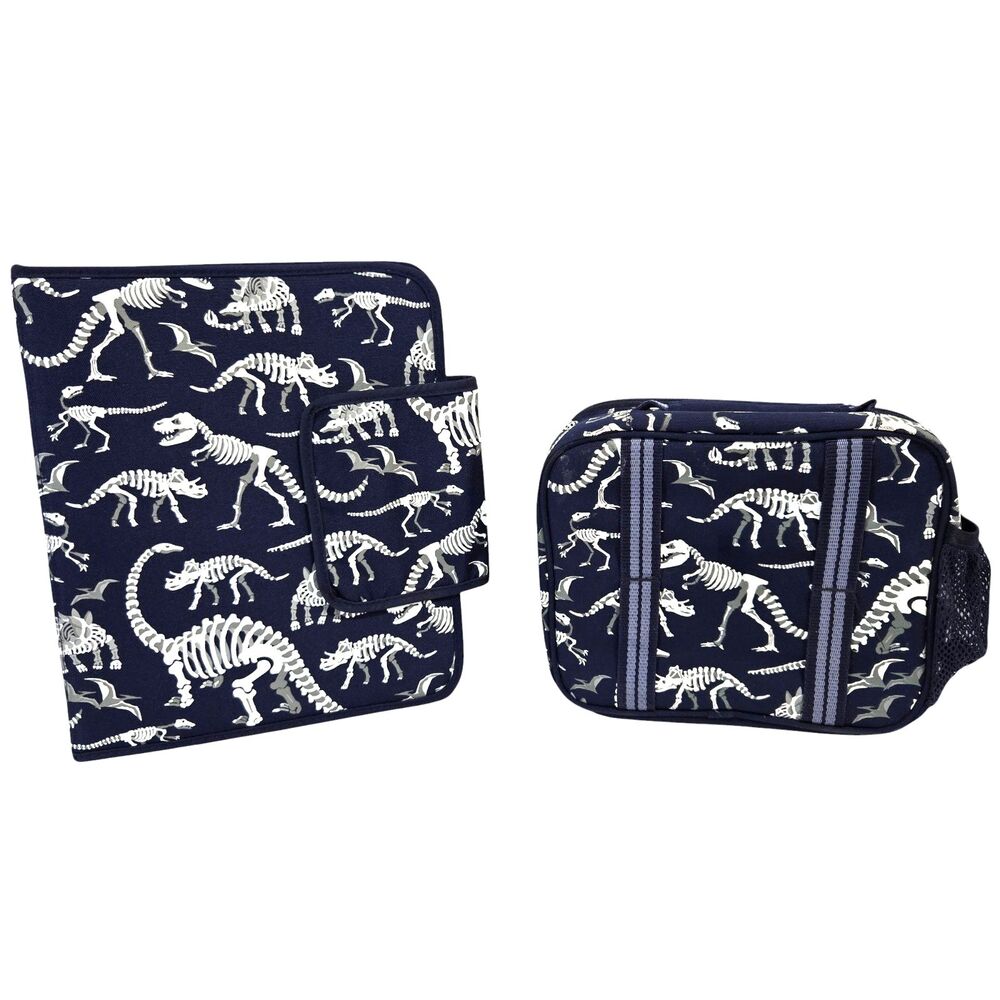 Pottery Barn Kids Blue Glow Dinosaur Binder Homework Holder + Lunch Box lunchbox